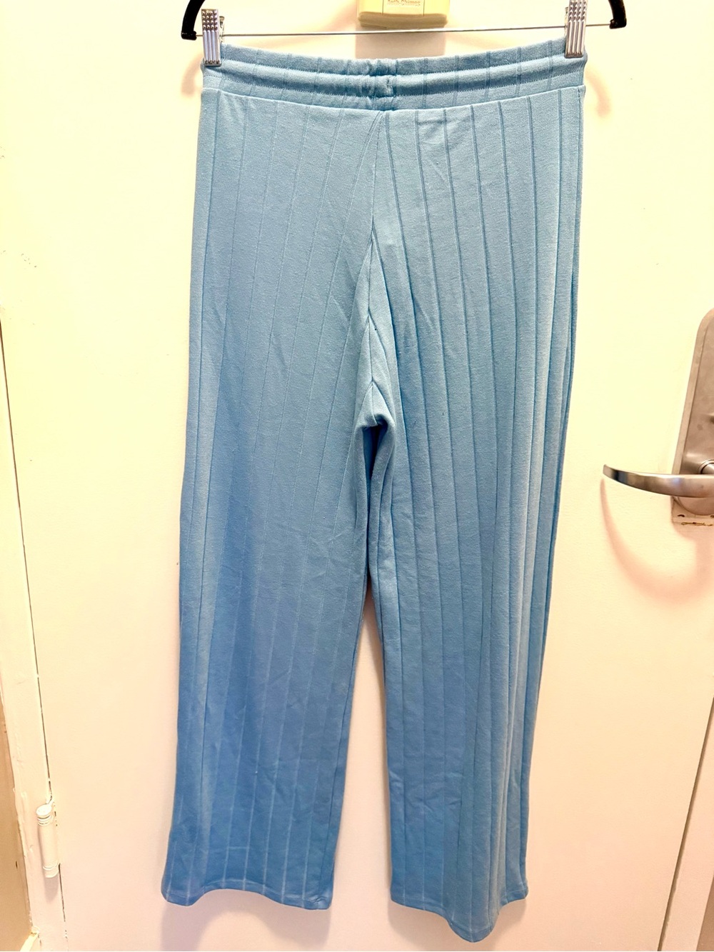 Stradivarius Pale Blue Ribbed Lounge Pants with Drawstring - Picture 3 of 8